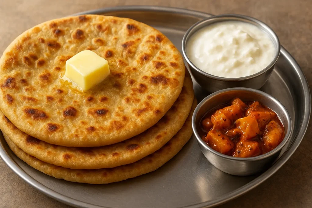 आलू पराठा विद दही और अचार